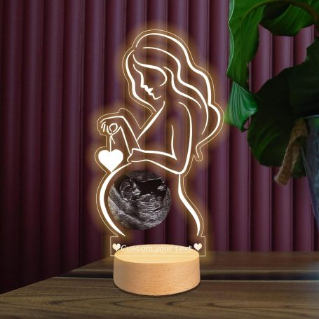 Lámpara personalizada embarazo lampara personalizada con ecografia y diseño de embarazo en acrilico con luz led